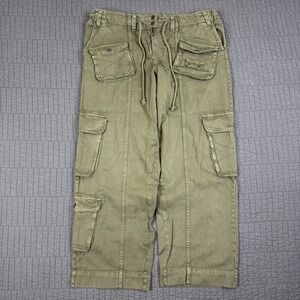 Free People Tahiti Cargo Pants Women's Large Green Utility Wide Leg Boho NWT